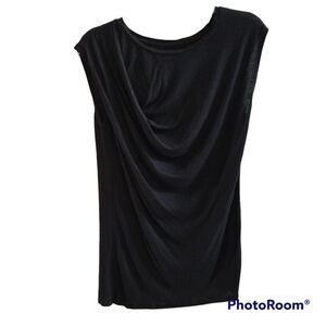 Apt. 9 Black Sleeveless One-Shoulder Stylish Drape Top Women's Size Medium